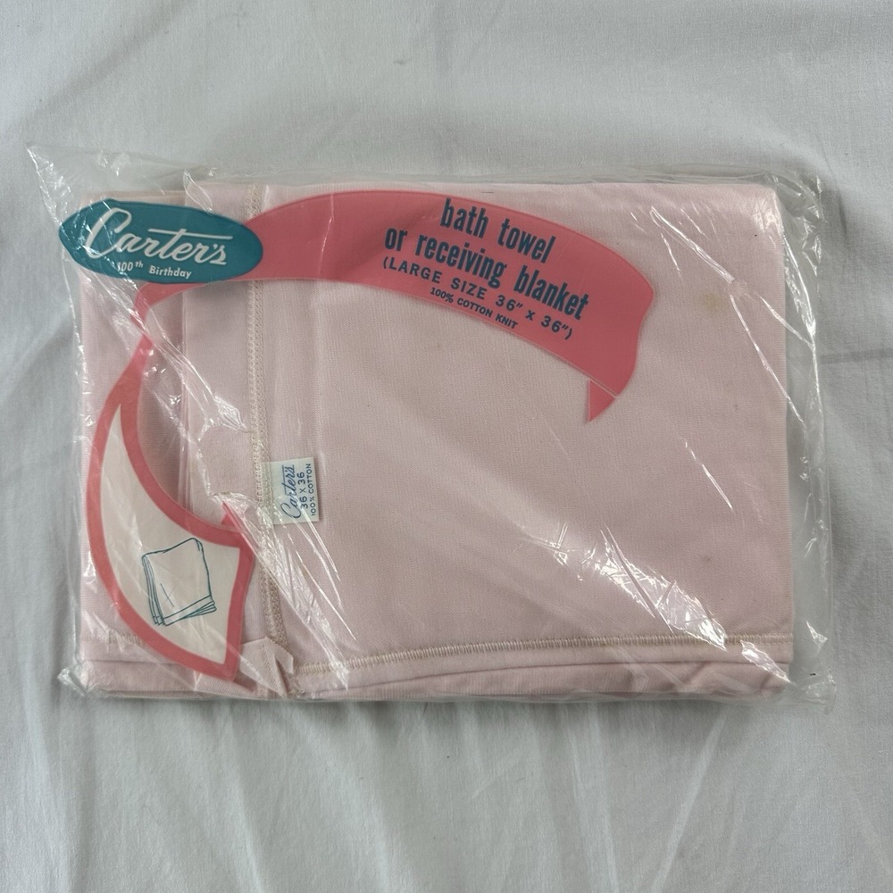 NEW Carters Vintage Cotton Baby Blanket Or Bath Towel Pink 36"x 36" Baby Girl